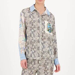 ME369 Isabel Snake Charmer Print Button Down Shirt NWT Size S